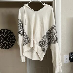 Leopard Print Cream Hoodie Top A&F
